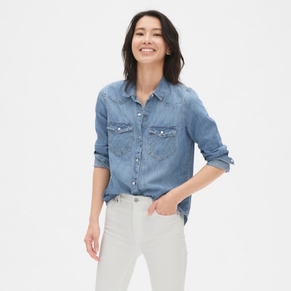 GAP Denim Button Up Top